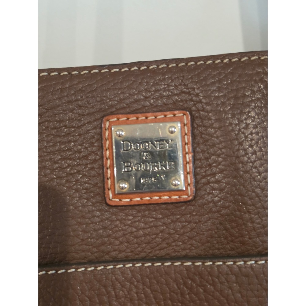 Dooney & Bourke Pebble Grain Leather Tote Bag Brown Shoulder Bag Zip Top - Picture 2 of 12